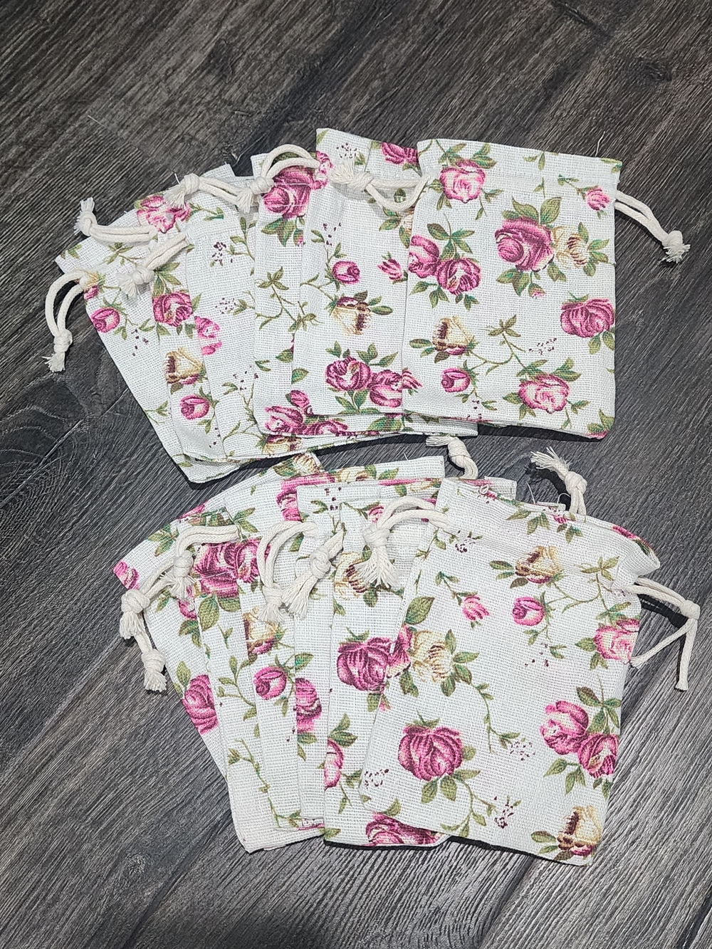 Floral Drawstring Pouch - Set Of 12